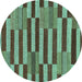 Round Machine Washable Abstract Turquoise Modern Area Rugs, wshabs241turq