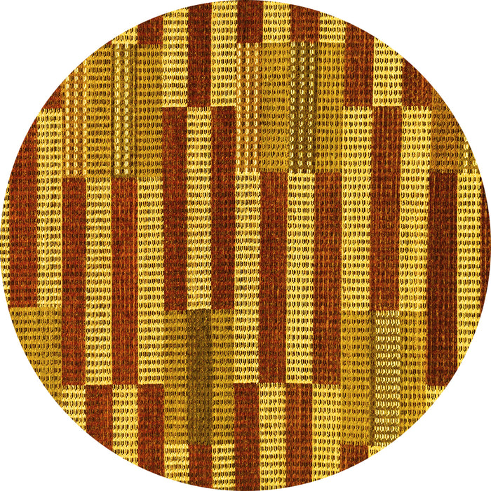 Round Abstract Yellow Modern Rug, abs241yw