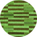 Round Machine Washable Abstract Green Modern Area Rugs, wshabs241grn