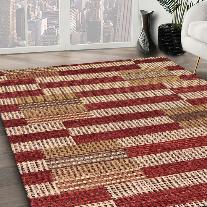 Abstract Red Modern Rug in Family Room, abs241
