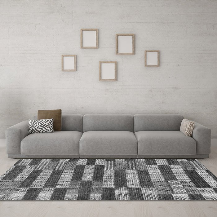 Machine Washable Abstract Gray Modern Rug in a Living Room,, wshabs241gry