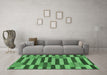 Machine Washable Abstract Emerald Green Modern Area Rugs in a Living Room,, wshabs241emgrn