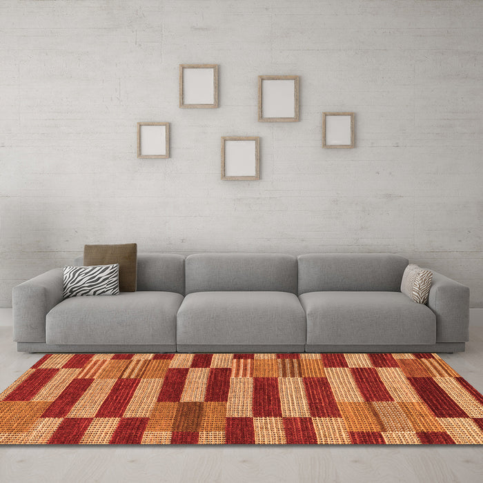 Machine Washable Abstract Orange Modern Area Rugs in a Living Room, wshabs241org