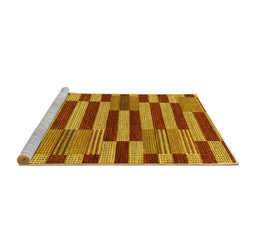 Sideview of Machine Washable Abstract Yellow Modern Rug, wshabs241yw