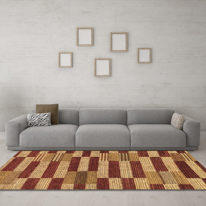 Machine Washable Abstract Brown Modern Rug in a Living Room,, wshabs241brn