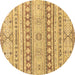 Round Abstract Brown Modern Rug, abs2420brn