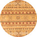 Round Machine Washable Abstract Orange Modern Area Rugs, wshabs2420org