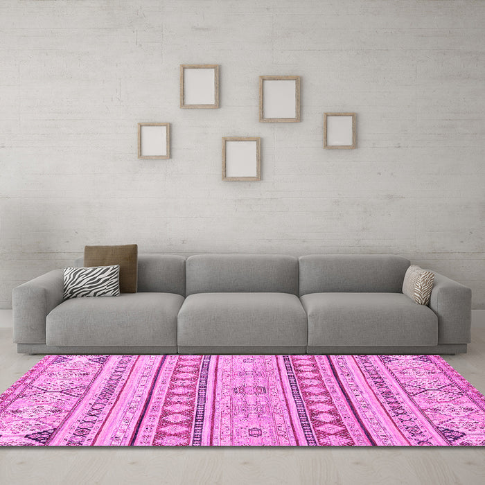 Machine Washable Abstract Pink Modern Rug in a Living Room, wshabs2420pnk