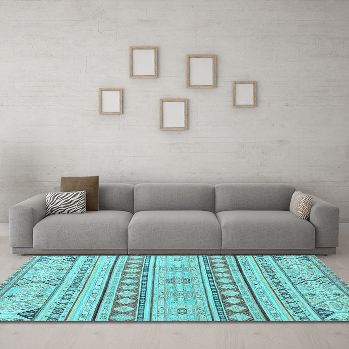 Machine Washable Abstract Light Blue Modern Rug in a Living Room, wshabs2420lblu