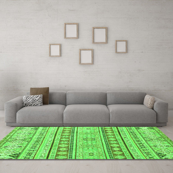 Machine Washable Abstract Green Modern Area Rugs in a Living Room,, wshabs2420grn