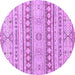 Round Machine Washable Abstract Purple Modern Area Rugs, wshabs2420pur