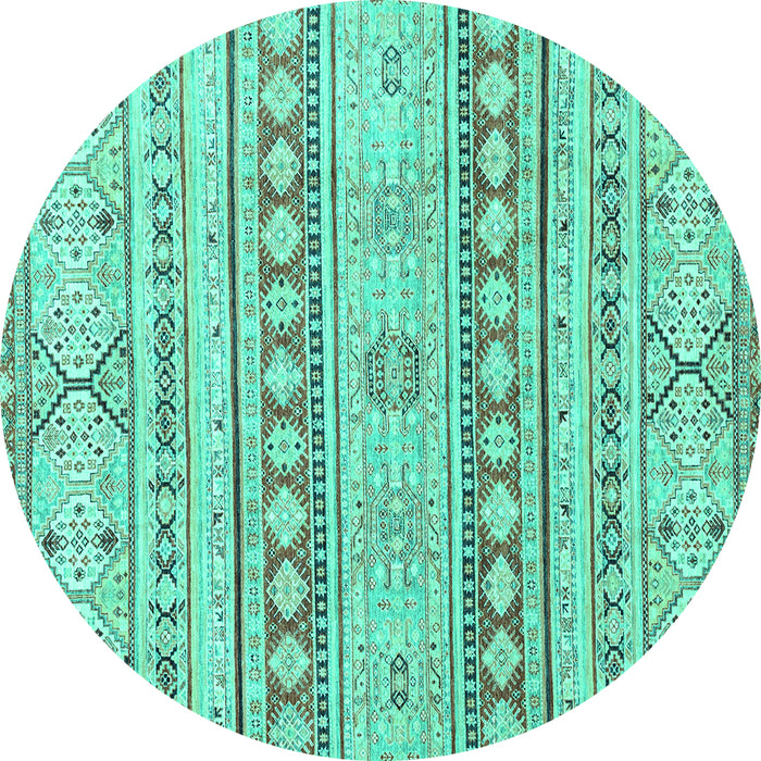 Round Abstract Turquoise Modern Rug, abs2420turq