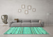 Machine Washable Abstract Turquoise Modern Area Rugs in a Living Room,, wshabs2420turq