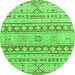 Round Machine Washable Abstract Green Modern Area Rugs, wshabs2420grn