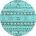 Round Abstract Light Blue Modern Rug, abs2420lblu