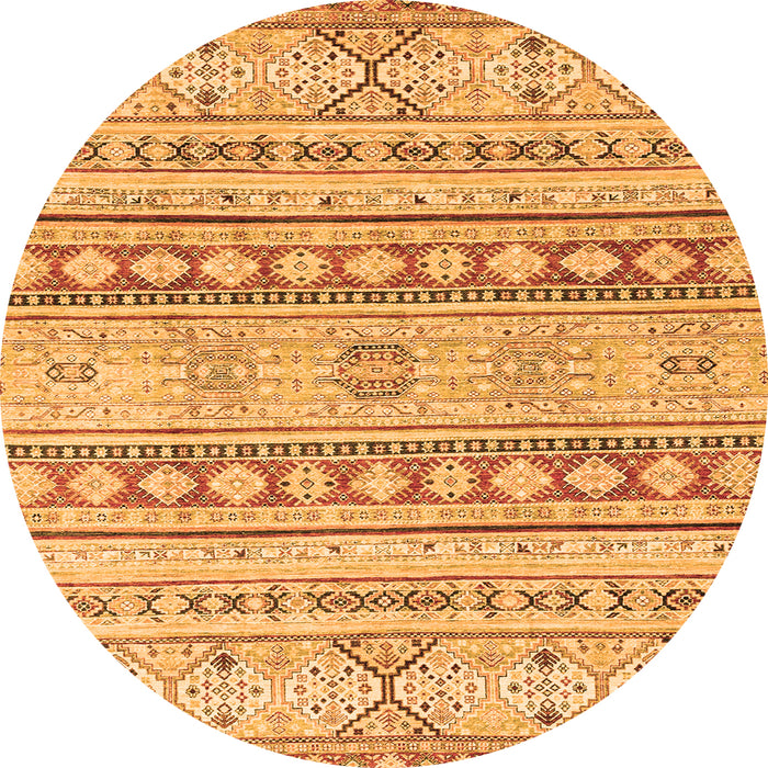 Round Abstract Orange Modern Rug, abs2420org