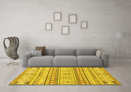 Machine Washable Abstract Yellow Modern Rug in a Living Room, wshabs2420yw