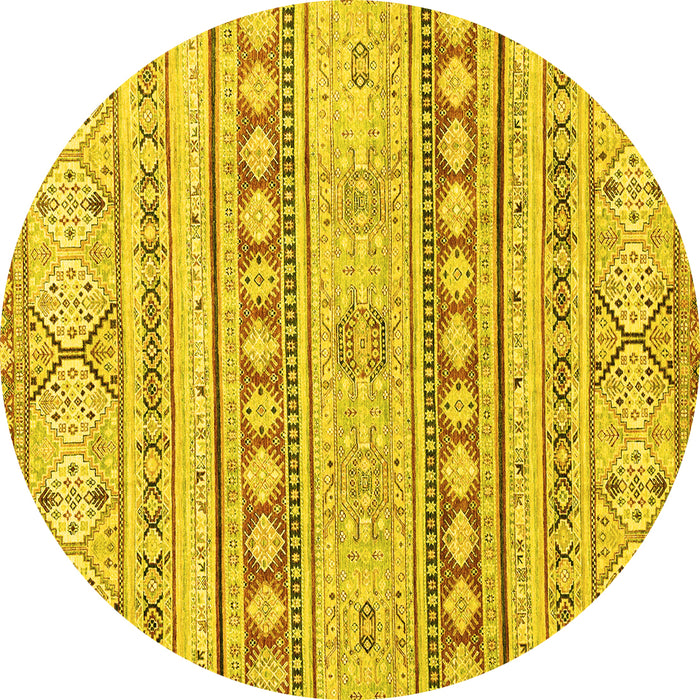 Round Machine Washable Abstract Yellow Modern Rug, wshabs2420yw