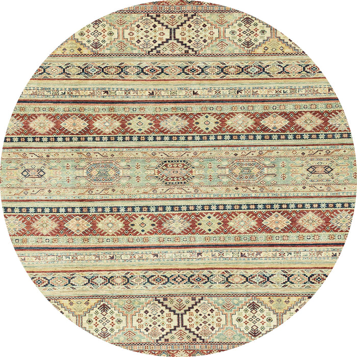 Round Abstract Dark Gold Brown Modern Rug, abs2420