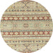 Round Abstract Dark Gold Brown Modern Rug, abs2420