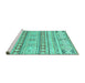 Sideview of Machine Washable Abstract Turquoise Modern Area Rugs, wshabs2420turq