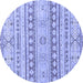 Round Abstract Blue Modern Rug, abs2420blu