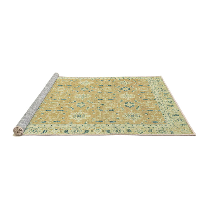 Sideview of Machine Washable Abstract Brown Gold Rug, wshabs2421