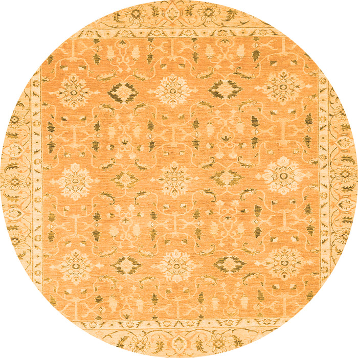 Round Machine Washable Abstract Orange Modern Area Rugs, wshabs2421org