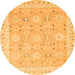 Round Machine Washable Abstract Orange Modern Area Rugs, wshabs2421org