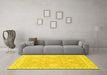 Machine Washable Abstract Yellow Modern Rug in a Living Room, wshabs2421yw