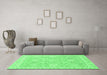 Machine Washable Abstract Emerald Green Modern Area Rugs in a Living Room,, wshabs2421emgrn