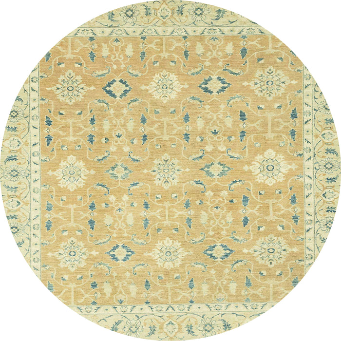 Round Machine Washable Abstract Brown Gold Rug, wshabs2421