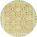 Round Machine Washable Abstract Brown Gold Rug, wshabs2421