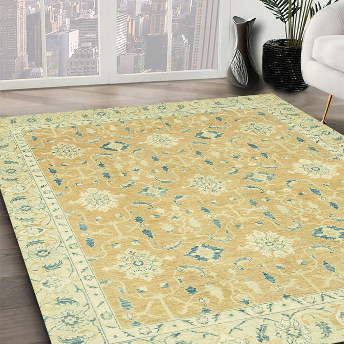 Machine Washable Abstract Brown Gold Rug in a Family Room, wshabs2421