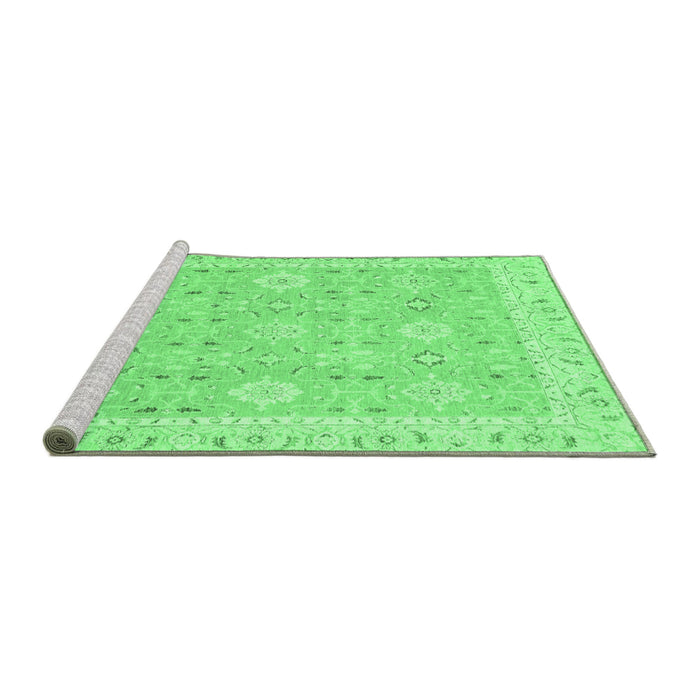Sideview of Machine Washable Abstract Emerald Green Modern Area Rugs, wshabs2421emgrn