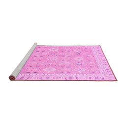 Sideview of Machine Washable Abstract Pink Modern Rug, wshabs2421pnk
