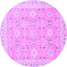 Round Machine Washable Abstract Purple Modern Area Rugs, wshabs2421pur