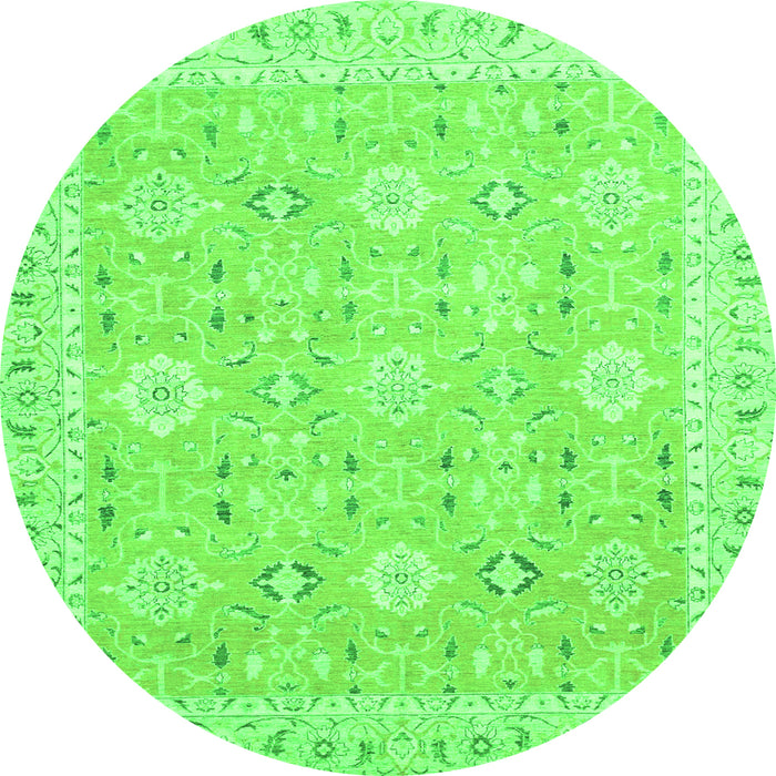 Round Abstract Green Modern Rug, abs2421grn
