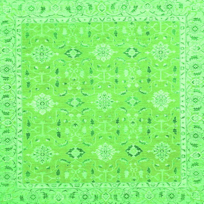 Square Machine Washable Abstract Green Modern Area Rugs, wshabs2421grn
