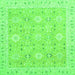 Square Machine Washable Abstract Green Modern Area Rugs, wshabs2421grn