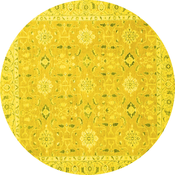 Round Machine Washable Abstract Yellow Modern Rug, wshabs2421yw