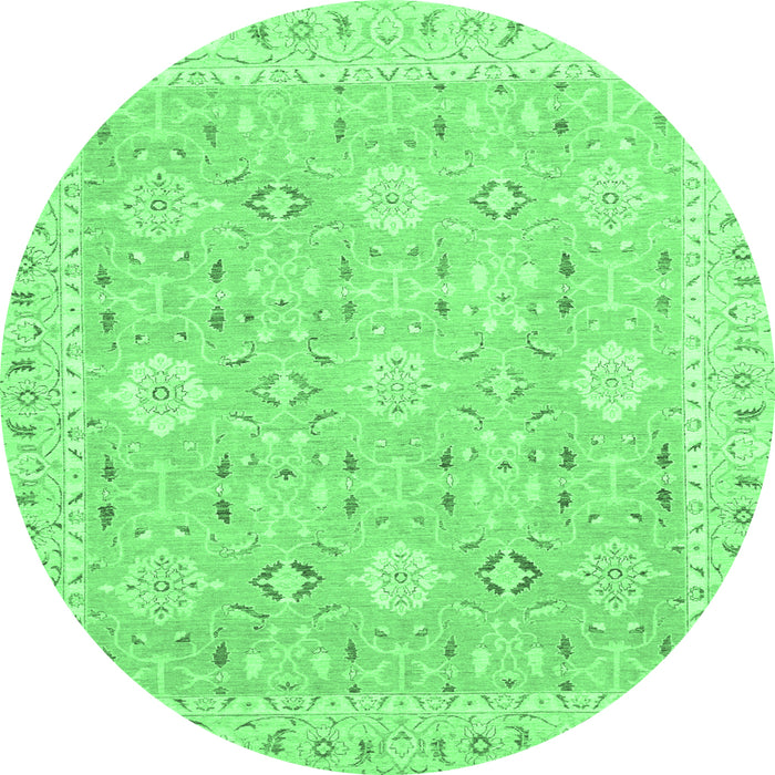 Round Abstract Emerald Green Modern Rug, abs2421emgrn