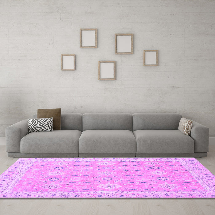 Machine Washable Abstract Purple Modern Area Rugs in a Living Room, wshabs2421pur