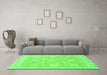 Machine Washable Abstract Green Modern Area Rugs in a Living Room,, wshabs2421grn