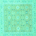 Square Abstract Turquoise Modern Rug, abs2421turq