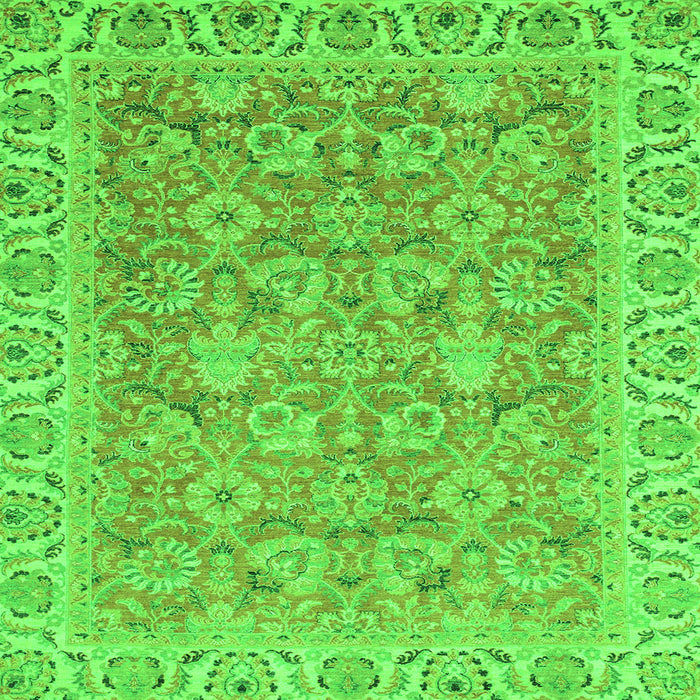 Square Machine Washable Abstract Green Modern Area Rugs, wshabs2422grn
