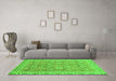 Machine Washable Abstract Green Modern Area Rugs in a Living Room,, wshabs2422grn