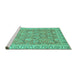 Sideview of Machine Washable Abstract Turquoise Modern Area Rugs, wshabs2422turq