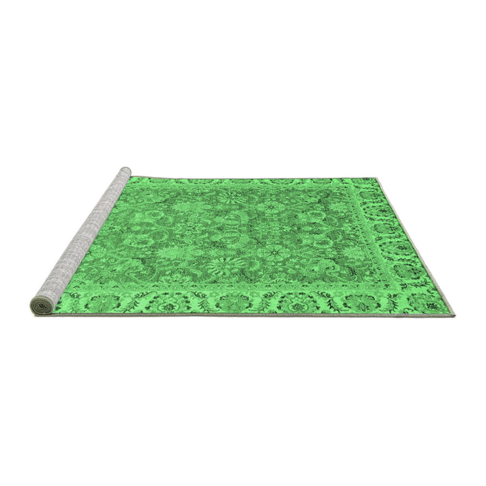Sideview of Machine Washable Abstract Emerald Green Modern Area Rugs, wshabs2422emgrn
