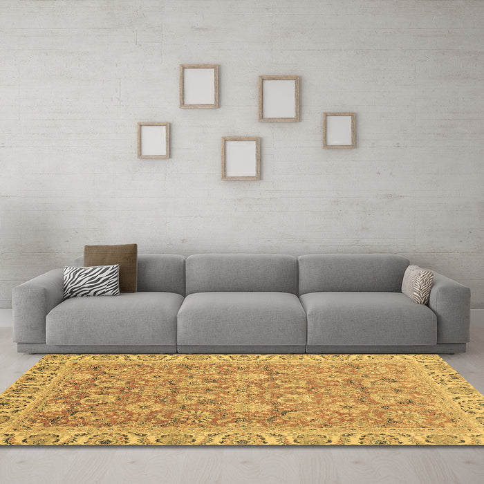 Machine Washable Abstract Brown Modern Rug in a Living Room,, wshabs2422brn